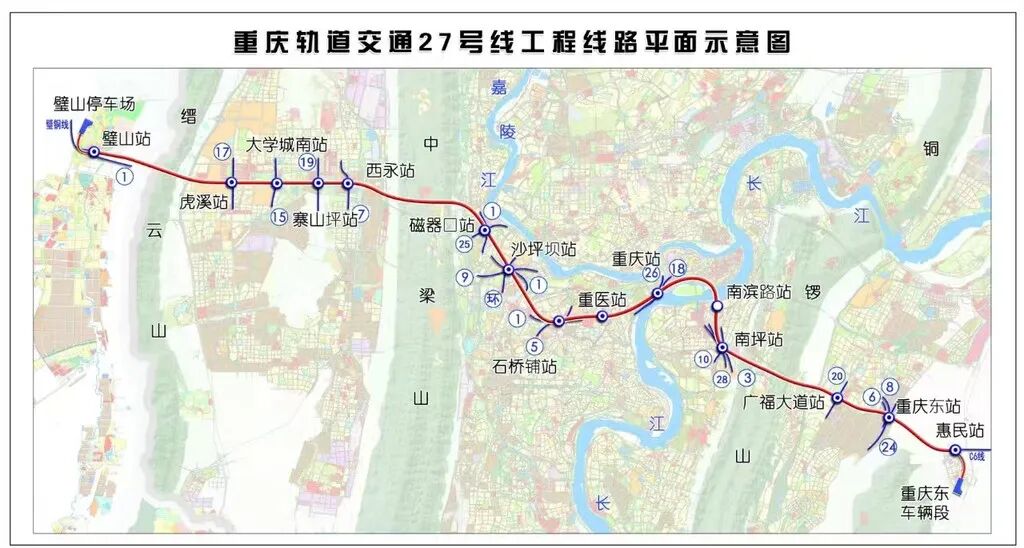 重庆轨道交通27号线线路图。受访单位供图